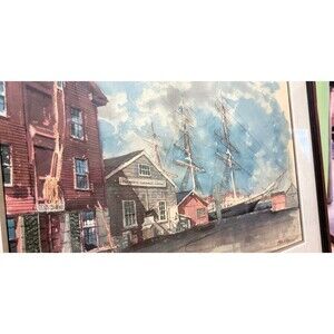 "Mystic Seaport" Paul N Norton Fine Art Watercolor Print Vintage 1964 signed